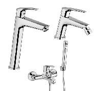 Set Rubinetti Jacuzzi per lavabo alto e bidet senza scarico e vasca serie Lucente cromato