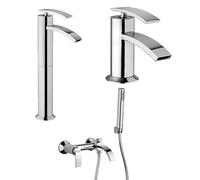 Set Rubinetti Jacuzzi per lavabo alto e bidet senza scarico e vasca serie Ray cromato