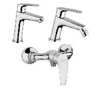 Set Rubinetti Jacuzzi per lavabo e bidet senza scarico e doccia esterno serie Lucente cromato