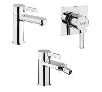 Set Rubinetti Jacuzzi per lavabo e bidet senza scarico e doccia incasso serie Fiamma cromato