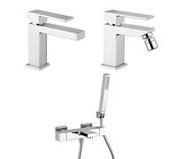 Set Rubinetti Jacuzzi per lavabo e bidet senza scarico e vasca serie Twinkle cromato