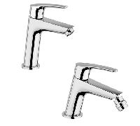 Set Rubinetti Jacuzzi per lavabo e bidet senza scarico serie Lucente cromato