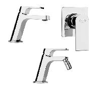 Set Rubinetti Jacuzzi per lavabo e bidet senza scarico serie Twilight e doccia incasso cromato