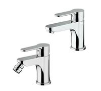 Set rubinetti lavabo e bidet Paffoni Blu cromati con scarico incluso