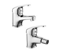 Set Rubinetti Miscelatori Monocomando Bidet e Lavabo Cromo con Piletta