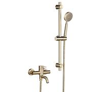 Set rubinetti per Oro, 304 Rubinetto vano da Bagno in Acciaio Inossidabile Mano, Tocco di Miscelatore Caldo e Freddo, Doccia montata a Parete con Barra Scorrevole