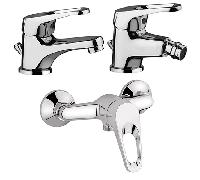 Set Rubinetti Piralla per lavabo e bidet con scarico automatico e doccia esterno serie Naomi cromato
