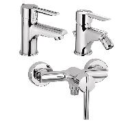 Set Rubinetti Piralla per lavabo e bidet con scarico automatico e doccia esterno serie Serena cromato