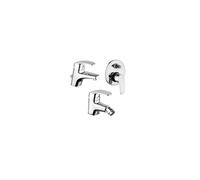 Set Rubinetti Piralla per lavabo e bidet con scarico automatico e doccia incasso con deviatore serie Ofelia cromato