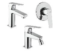 Set Rubinetti Piralla per lavabo e bidet con scarico automatico e doccia incasso serie Iceberg cromato