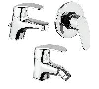 Set Rubinetti Piralla per lavabo e bidet con scarico automatico e doccia incasso serie Ofelia cromato