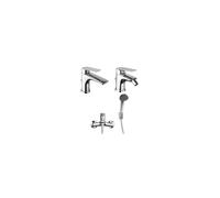 Set Rubinetti Piralla per lavabo e bidet con scarico automatico e vasca serie Lago cromato