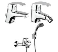 Set Rubinetti Piralla per lavabo e bidet con scarico automatico e vasca serie Ofelia cromato