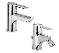 Set Rubinetti Piralla per lavabo e bidet con scarico automatico serie Serena cromato