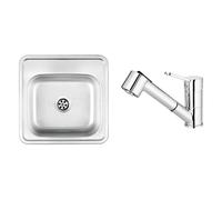 Set rubinetto da cucina Deante Narcyz BDN_071M, lavello in acciaio Deante Techno ZMU_0100