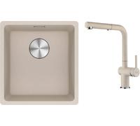 Set rubinetto da cucina Franke Active 115.0653.388, lavello in granito Franke Maris 125.0751.399