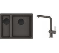 Set rubinetto da cucina Franke Active L Pull-Out Spray 115.0721.464, lavello in granito Franke Maris 125.0737.992