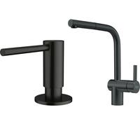 Set rubinetto da cucina Franke Atlas 115.0550.427, dispenser di liquidi Franke Atlas 112.0717.102