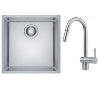 Set rubinetto da cucina Franke Atlas 115.0590.047, lavello in acciaio Franke Maris 122.0525.224