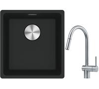 Set rubinetto da cucina Franke Atlas 115.0590.047, lavello in granito Franke Maris 125.0687.248