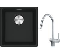 Set rubinetto da cucina Franke Atlas 115.0590.047, lavello in granito Franke Maris 125.0687.249