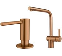 Set rubinetto da cucina Franke Atlas 115.0628.204, dispenser di liquidi Franke Atlas 112.0717.104