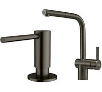 Set rubinetto da cucina Franke Atlas 115.0628.210, dispenser di liquidi Franke Atlas 112.0717.103