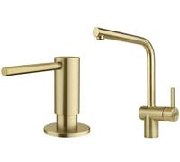 Set rubinetto da cucina Franke Atlas 115.0681.241, dispenser di liquidi Franke Atlas 112.0717.105