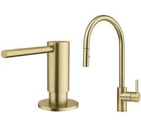 Set rubinetto da cucina Franke Eos 115.0681.244, dispenser di liquidi Franke Atlas 112.0717.105