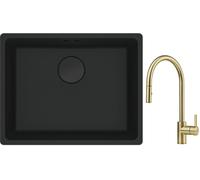 Set rubinetto da cucina Franke Eos 115.0681.244, lavello in granito Franke Maris 125.0697.759