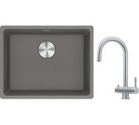 Set rubinetto da cucina Franke Eos 120.0179.979, lavello in granito Franke Maris 125.0686.717