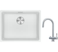 Set rubinetto da cucina Franke Eos 120.0179.979, lavello in granito Franke Maris 125.0686.719
