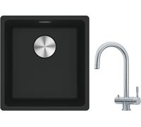 Set rubinetto da cucina Franke Eos 120.0179.979, lavello in granito Franke Maris 125.0687.248