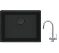 Set rubinetto da cucina Franke Eos 120.0179.979, lavello in granito Franke Maris 125.0697.759