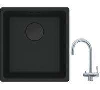 Set rubinetto da cucina Franke Eos 120.0179.979, lavello in granito Franke Maris 125.0697.760
