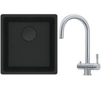 Set rubinetto da cucina Franke Eos 120.0179.979, lavello in granito Franke Maris 125.0697.760