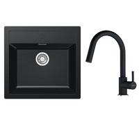 Set rubinetto da cucina Franke Lina 115.0626.055, lavello Tectonite Franke Sirius 114.0205.049