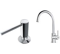 Set rubinetto da cucina Franke Lina 115.0693.228, dispenser di liquidi Franke Comfort 119.0584.065