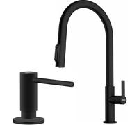Set rubinetto da cucina Franke Maris Slim Clear Water J Pull-Out 120.0730.911, dispenser di liquidi Franke Active SM 119.0547.906