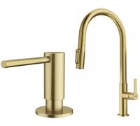 Set rubinetto da cucina Franke Maris Slim Clear Water J Pull-Out 120.0736.601, dispenser di liquidi Franke Atlas 112.0717.105