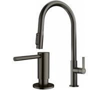 Set rubinetto da cucina Franke Maris Slim Clear Water J Pull-Out 120.0736.603, dispenser di liquidi Franke Atlas 112.0717.103