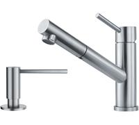 Set rubinetto da cucina Franke Orbit 115.0569.461, dispenser di liquidi Franke Atlas 112.0717.084
