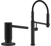 Set rubinetto da cucina Franke Pescara 360 115.0545.136, dispenser di liquidi Franke Active SM 119.0547.906