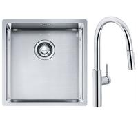 Set rubinetto da cucina Franke Pescara L Slide-In 115.0538.940, lavello in acciaio Franke Box 127.0453.654