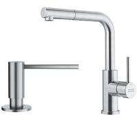 Set rubinetto da cucina Franke Smart Glenda 115.0706.986, dispenser di liquidi Franke Atlas 112.0717.084