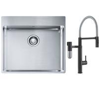 Set rubinetto da cucina Franke Vital Semi-Pro 120.0621.313, lavello in acciaio Franke Box 127.0369.295