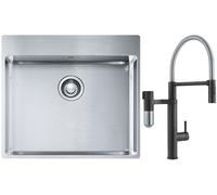 Set rubinetto da cucina Franke Vital Semi-Pro 120.0621.313, lavello in acciaio Franke Box 127.0369.295