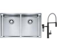 Set rubinetto da cucina Franke Vital Semi-Pro 120.0621.313, lavello in acciaio Franke Box 127.0370.188