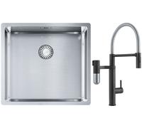 Set rubinetto da cucina Franke Vital Semi-Pro 120.0621.313, lavello in acciaio Franke Box 127.0453.655