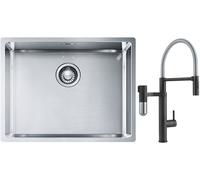 Set rubinetto da cucina Franke Vital Semi-Pro 120.0621.313, lavello in acciaio Franke Box 127.0453.660